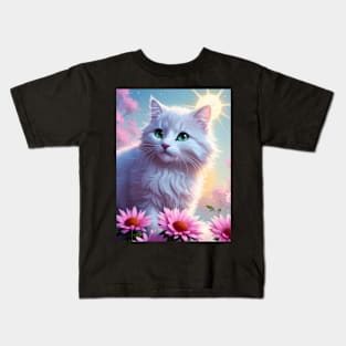 Cat with flowers Kids T-Shirt